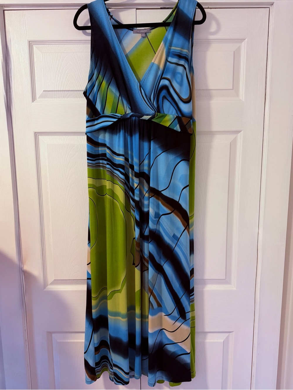 NY Collection Blue & Green Swirl Maxi Dress